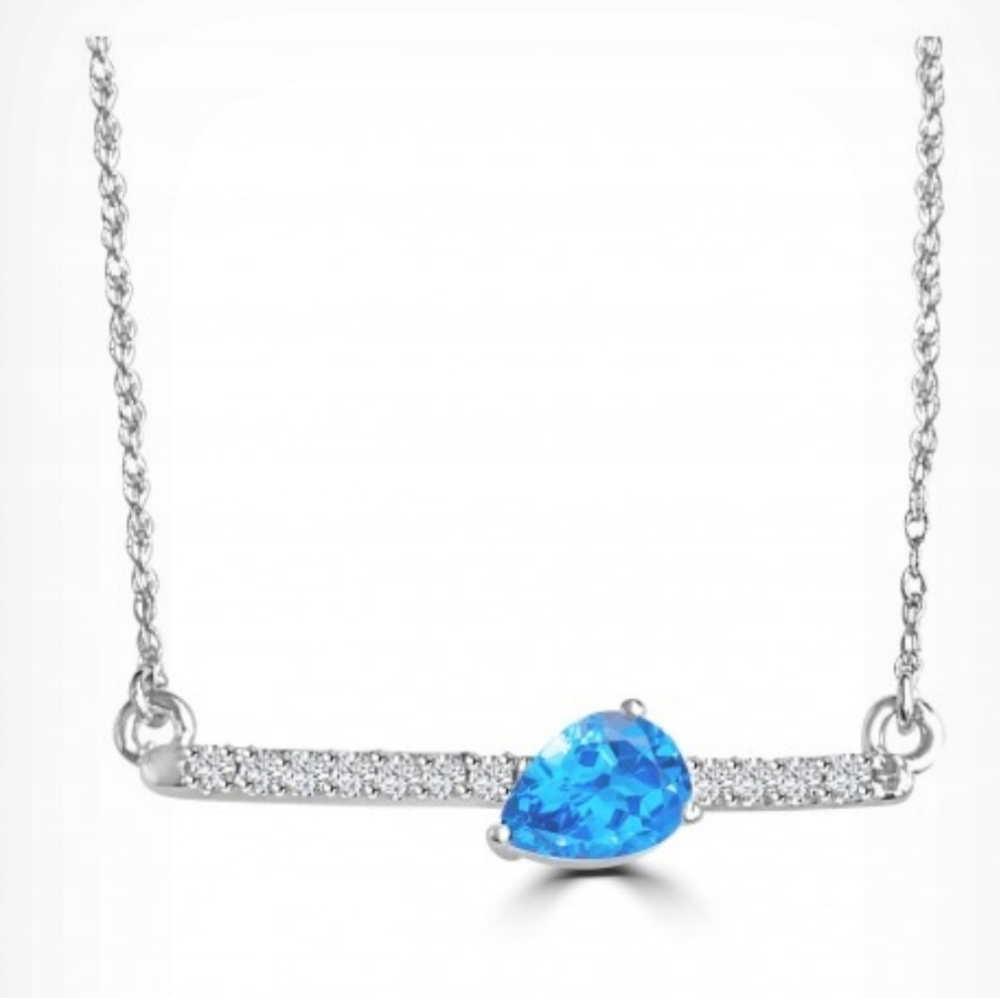 14kt Solid Genuine Gemstone& Diamond Bar Necklace